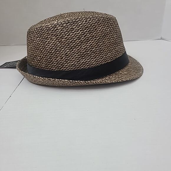 100% Paper Straw Brown Trilby Fedora Hat Brown,Black Band Unisex NWT M 57cm/22" - Picture 6 of 13